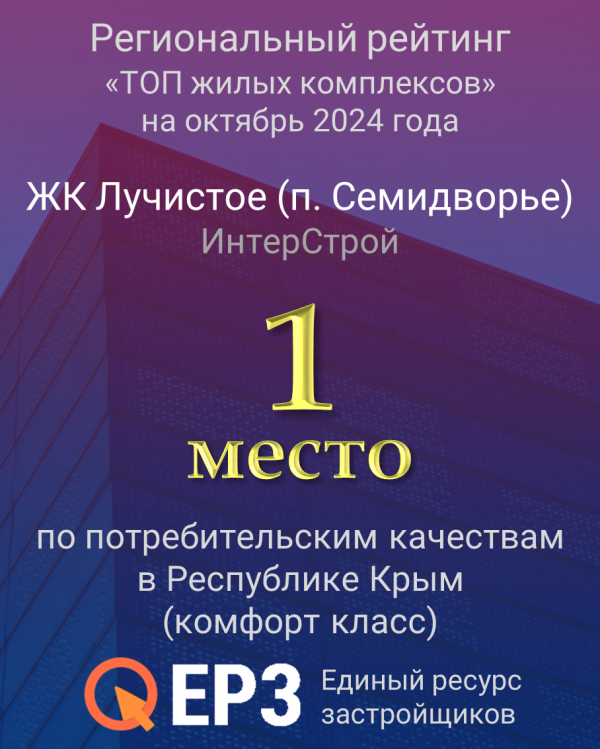 &laquo;ИнтерСтрой&raquo; возглавил рейтинг новостроек комфорт-класса по потребительским качествам в Крыму